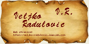 Veljko Radulović vizit kartica